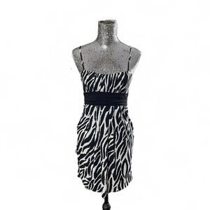 Vintage City Triangles Y2K Rave Zebra Print Babydoll Mini Dress Small‎ Night Out